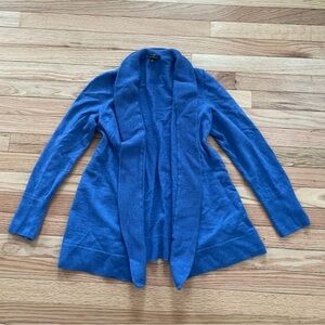 Talbots Open Front Waterfall Cardigan Womens 1X Royal Blue 100% Wool Old Money